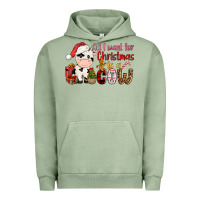 Pigment Oil Green all want for christmas is a cow Urban Hoodie - CowGirlArtShop