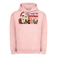 Pigment Salmon all want for christmas is a cow Urban Hoodie - CowGirlArtShop
