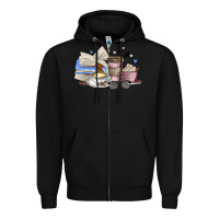 Black coffee and books Zipper Hoodie - MaliasSmallBusiness