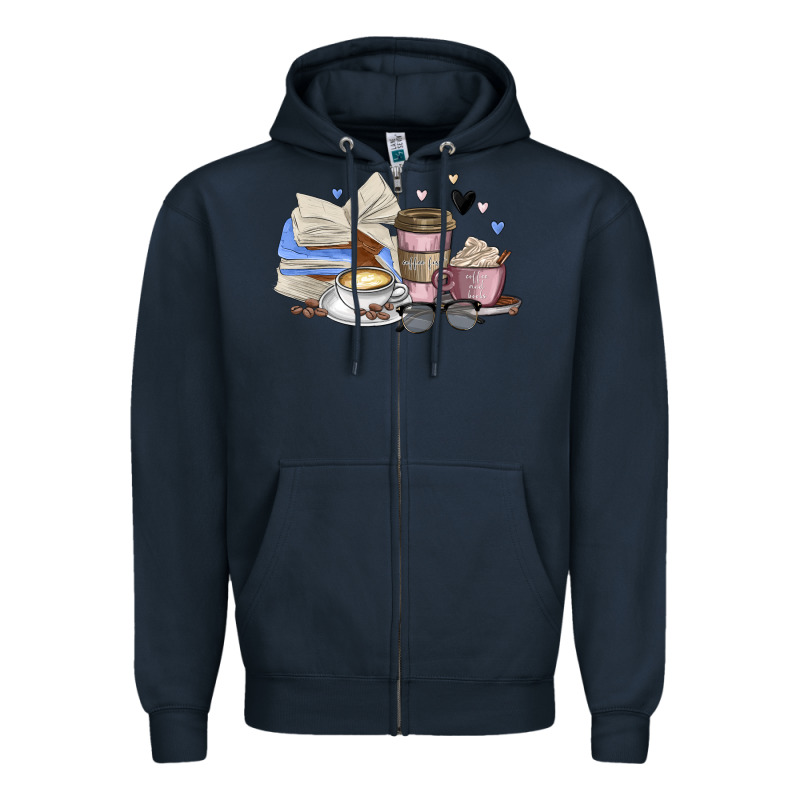 Coffee And Books Zipper Hoodie by MaliasSmallBusiness | Teevron