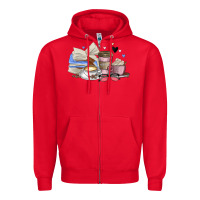 Red coffee and books Zipper Hoodie - MaliasSmallBusiness