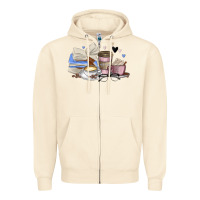 Sandshell coffee and books Zipper Hoodie - MaliasSmallBusiness