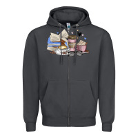 Smoke coffee and books Zipper Hoodie - MaliasSmallBusiness