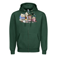 Sports Green coffee and books Zipper Hoodie - MaliasSmallBusiness