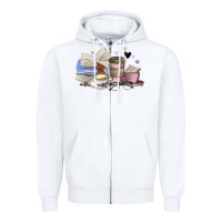 White coffee and books Zipper Hoodie - MaliasSmallBusiness