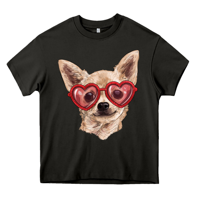 Chihuahua Dog With Love Glasses Heavy Core Tee by RanaPortraitStore | Teevron