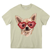Mossy chihuahua dog with love glasses Heavy Core Tee - RanaPortraitStore
