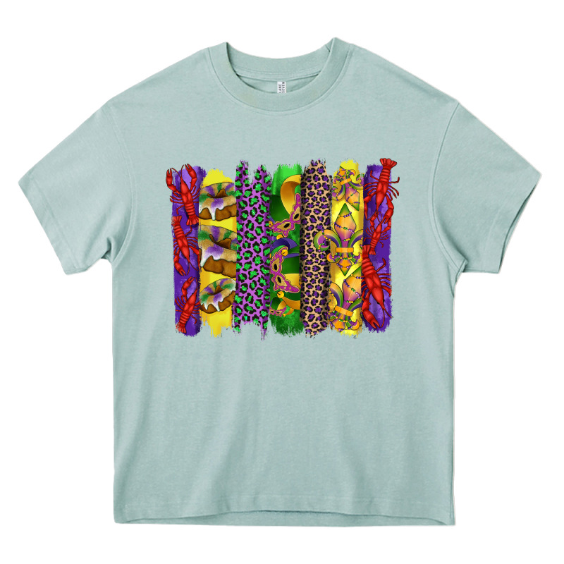 Mardi Gras Crawfish Cake And Mask With Leopar And Fleur De Lis Brushst Heavy Core Tee by Artiststas | Teevron