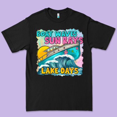 Boat Waves Sun Rays Lake Days Premium Tee Designed By Texasbilliewilder