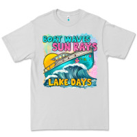 Dove Grey boat waves sun rays lake days Premium Tee - texasbilliewilder