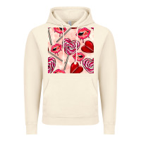 Vintage Artic valentines day lollipops and lips seamless pattern Vintage Hoodie - BundleAndBundleShop