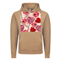Vintage Coffee valentines day lollipops and lips seamless pattern Vintage Hoodie - BundleAndBundleShop