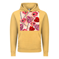 Vintage Mustard valentines day lollipops and lips seamless pattern Vintage Hoodie - BundleAndBundleShop