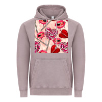 Vintage Zinc valentines day lollipops and lips seamless pattern Vintage Hoodie - BundleAndBundleShop