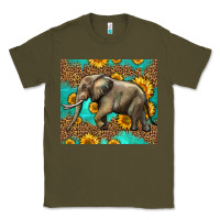 Army Green western sunflowers elephant Classic Tee - LillyAllenDesigns
