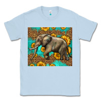 Dusty Blue western sunflowers elephant Classic Tee - LillyAllenDesigns