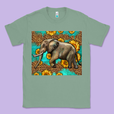 Western Sunflowers Elephant Classic Tee Designed By Lillyallendesigns