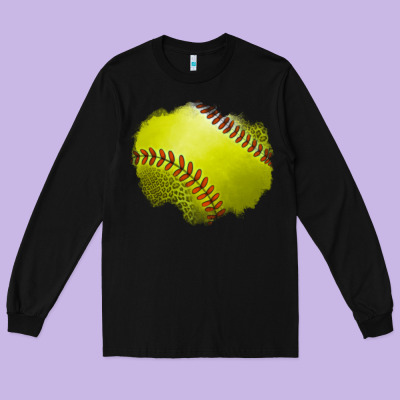 Leopard Softball Patch Long Sleeve Tee Designed By Jasminsmagicworld