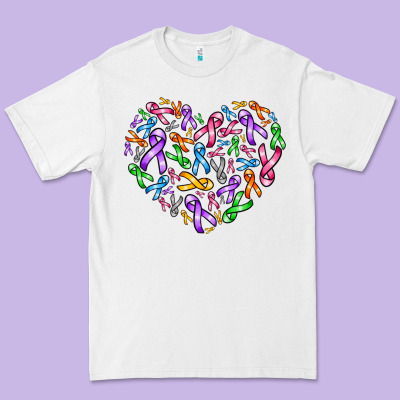 Cancer Ribbon Heart Premium Tee Designed By Adodesignshop