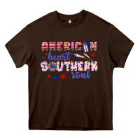 Chocolate Brown American heart southern soul Heavy Core Tee - texasbilliewilder