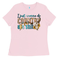 Bubblegum Pink i just wanna do country Ladies Tee - texasbilliewilder