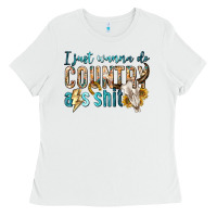 White i just wanna do country Ladies Tee - texasbilliewilder