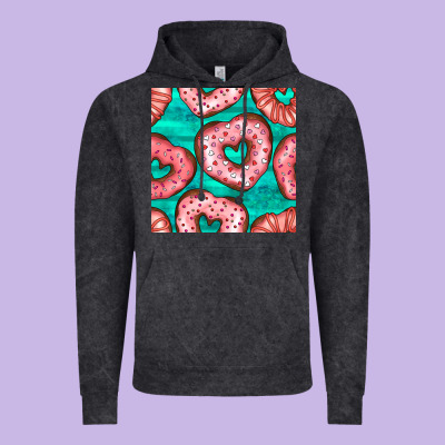 Valentines Day Heart Donuts Seamless Pattern Vintage Hoodie Designed By Bundleandbundleshop