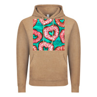 Vintage Coffee valentines day heart donuts seamless pattern Vintage Hoodie - BundleAndBundleShop