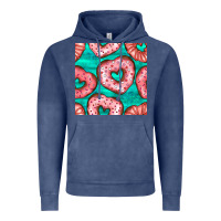 Vintage Denim valentines day heart donuts seamless pattern Vintage Hoodie - BundleAndBundleShop