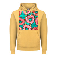 Vintage Mustard valentines day heart donuts seamless pattern Vintage Hoodie - BundleAndBundleShop