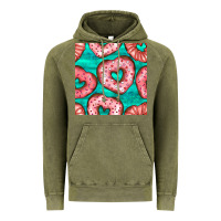Vintage Olive valentines day heart donuts seamless pattern Vintage Hoodie - BundleAndBundleShop