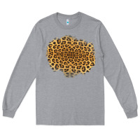 Heather Grey leopard patch Long Sleeve Tee - Jasminsmagicworld