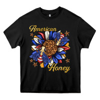 Black American honey with bee Heavy Core Tee - texasbilliewilder
