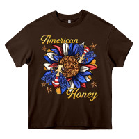 Chocolate Brown American honey with bee Heavy Core Tee - texasbilliewilder