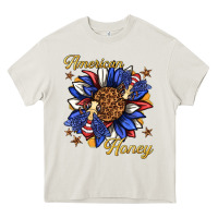 Cream American honey with bee Heavy Core Tee - texasbilliewilder