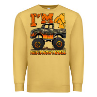 Antique Gold i'm four this is how i roll monster truck birthday Premium Sweatshirt - Jasminsmagicworld