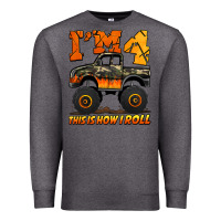 Charcoal Heather i'm four this is how i roll monster truck birthday Premium Sweatshirt - Jasminsmagicworld