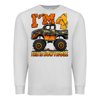Dove Grey i'm four this is how i roll monster truck birthday Premium Sweatshirt - Jasminsmagicworld