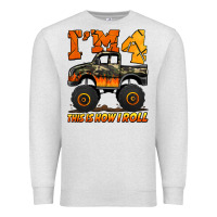 Oatmeal Heather i'm four this is how i roll monster truck birthday Premium Sweatshirt - Jasminsmagicworld