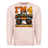 Pale Pink i'm four this is how i roll monster truck birthday Premium Sweatshirt - Jasminsmagicworld