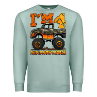 Seafoam i'm four this is how i roll monster truck birthday Premium Sweatshirt - Jasminsmagicworld