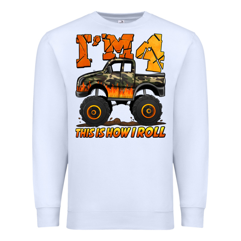 I'm Four This Is How I Roll Monster Truck Birthday Premium Sweatshirt by Jasminsmagicworld | Teevron