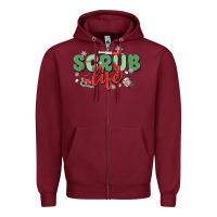 Burgundy scrub life Zipper Hoodie - MaliasSmallBusiness