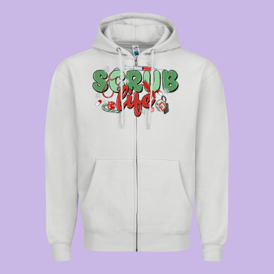 Scrub Life Zipper Hoodie Designed By Maliassmallbusiness