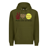 Army Green Peace Love Softball Premium Hoodie - Bettercallsaul