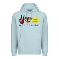 Blue Mist Peace Love Softball Premium Hoodie - Bettercallsaul