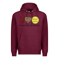 Burgundy Peace Love Softball Premium Hoodie - Bettercallsaul