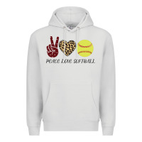 Dove Grey Peace Love Softball Premium Hoodie - Bettercallsaul