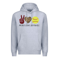 Heather Grey Peace Love Softball Premium Hoodie - Bettercallsaul