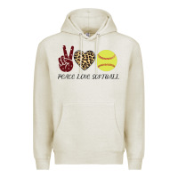 Oatmeal Heather Peace Love Softball Premium Hoodie - Bettercallsaul